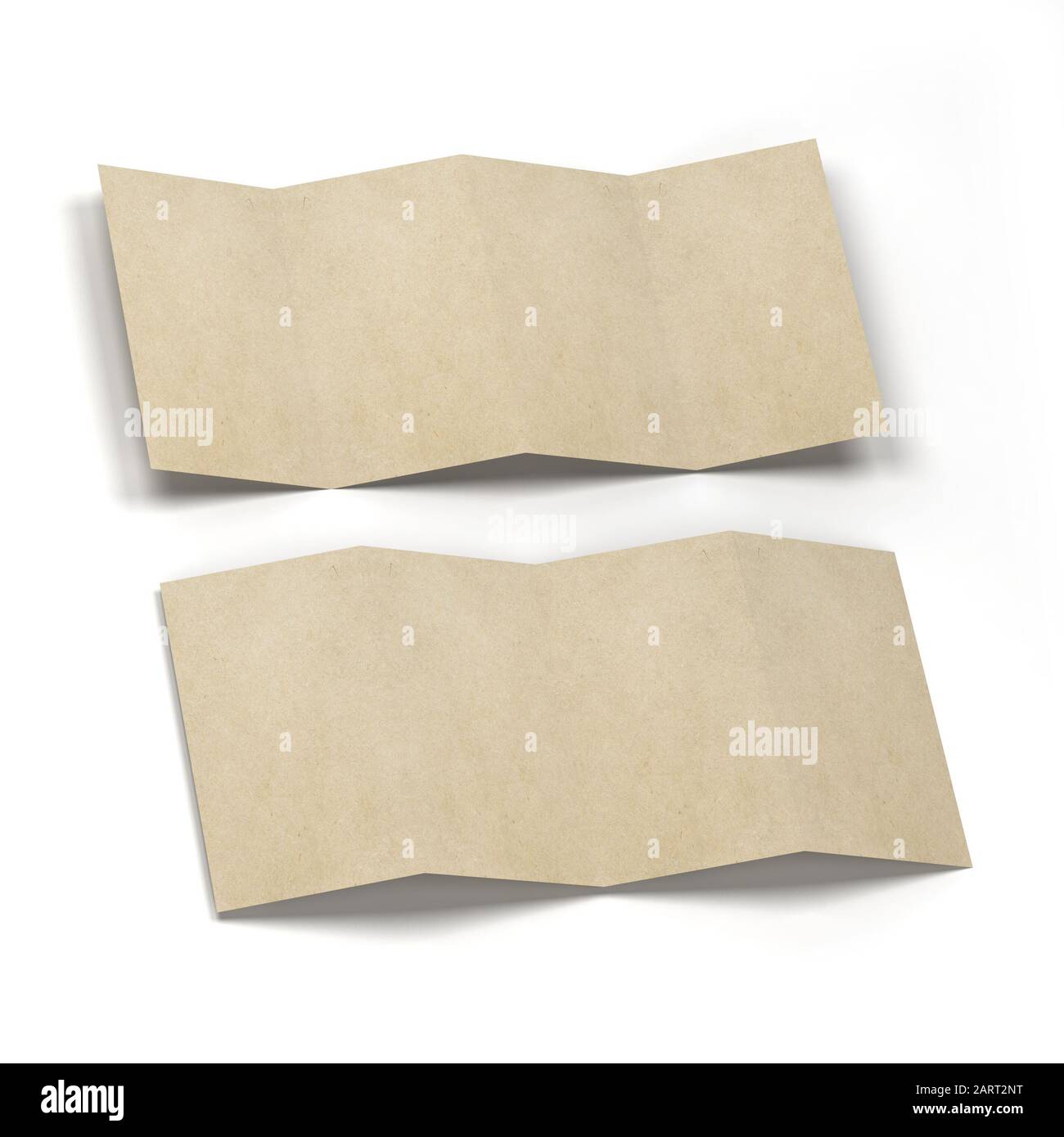 4-folded brochure mockup. 3d illustration isolated on white background Stock Photo