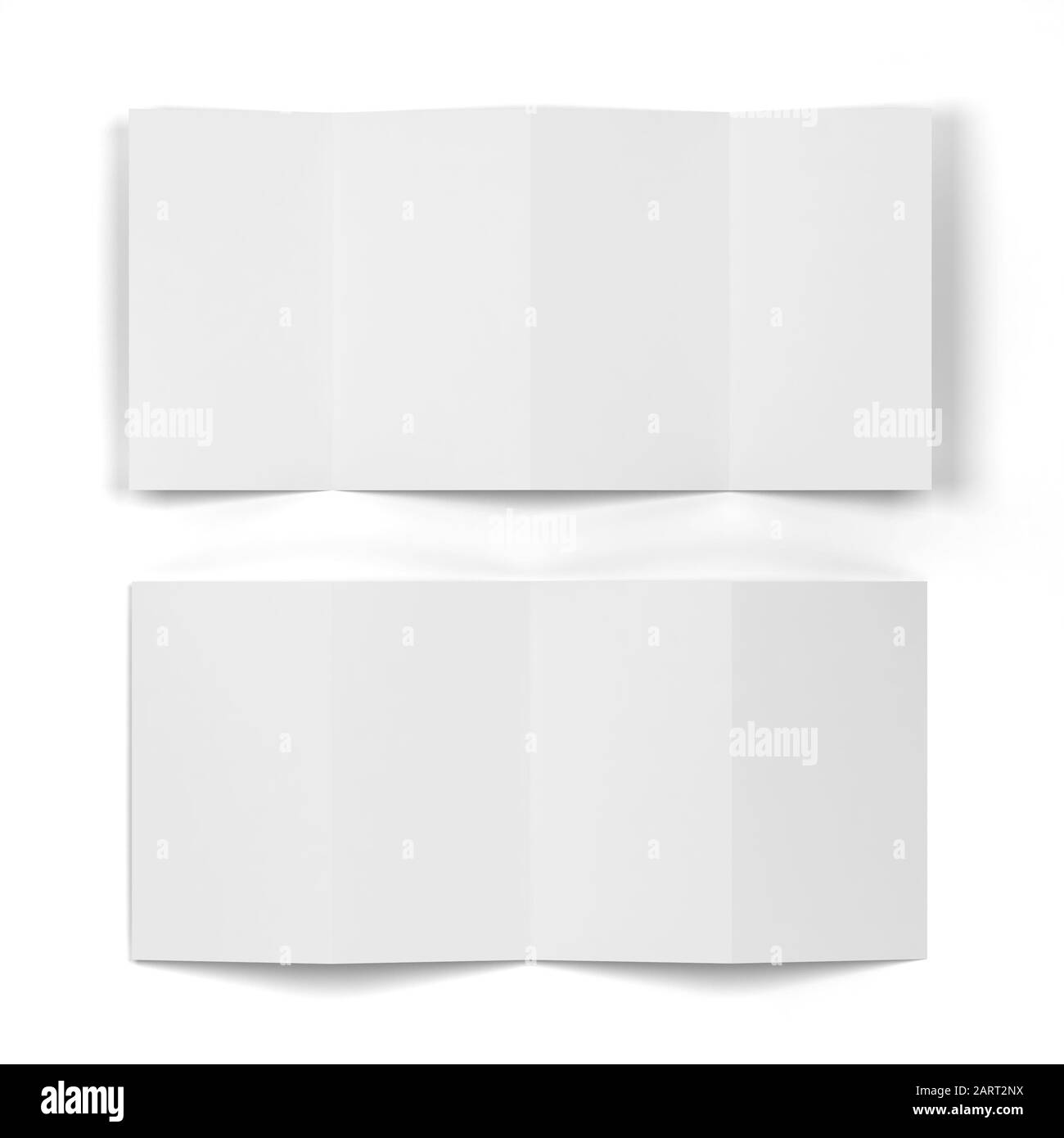 4-folded brochure mockup. 3d illustration isolated on white background Stock Photo