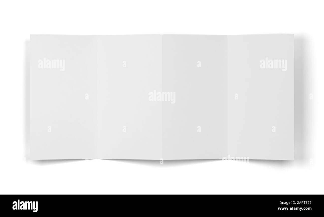 4-folded brochure mockup. 3d illustration isolated on white background Stock Photo