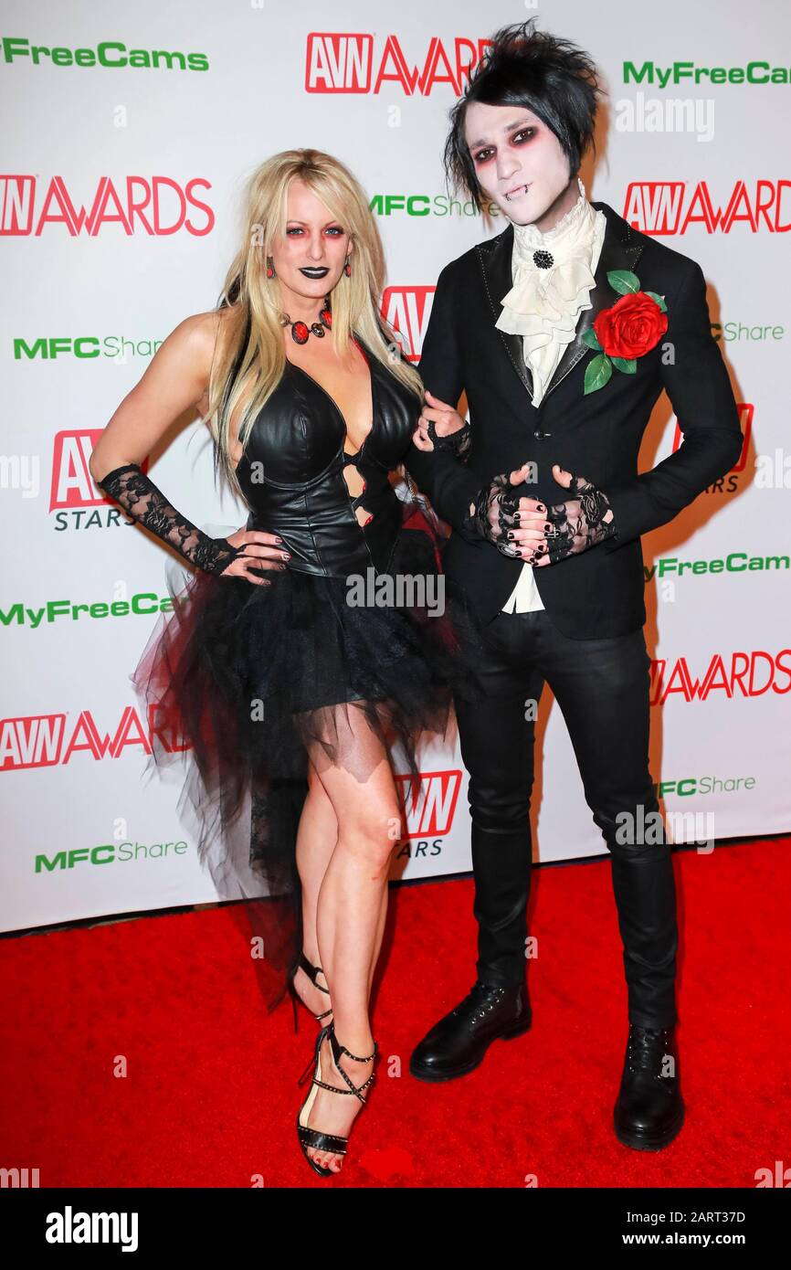 Stormy Daniels and Boneghazi (r) attend the 2020 Adult Video News AVN ...