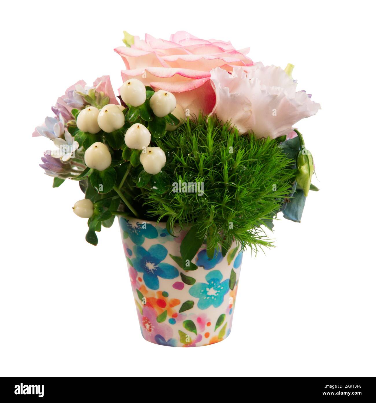 Closeup of a flower arrangement isolated on white Stock Photo
