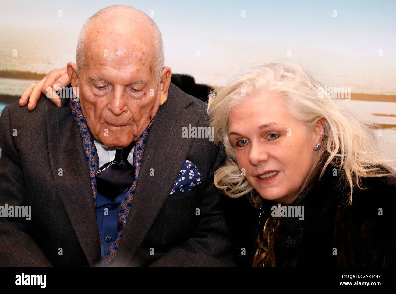Sir Ian Holm Left And Sophie De Stempel Attending The Newport Beach Film Festival Uk Honours Event Held In London Uk Stock Photo Alamy