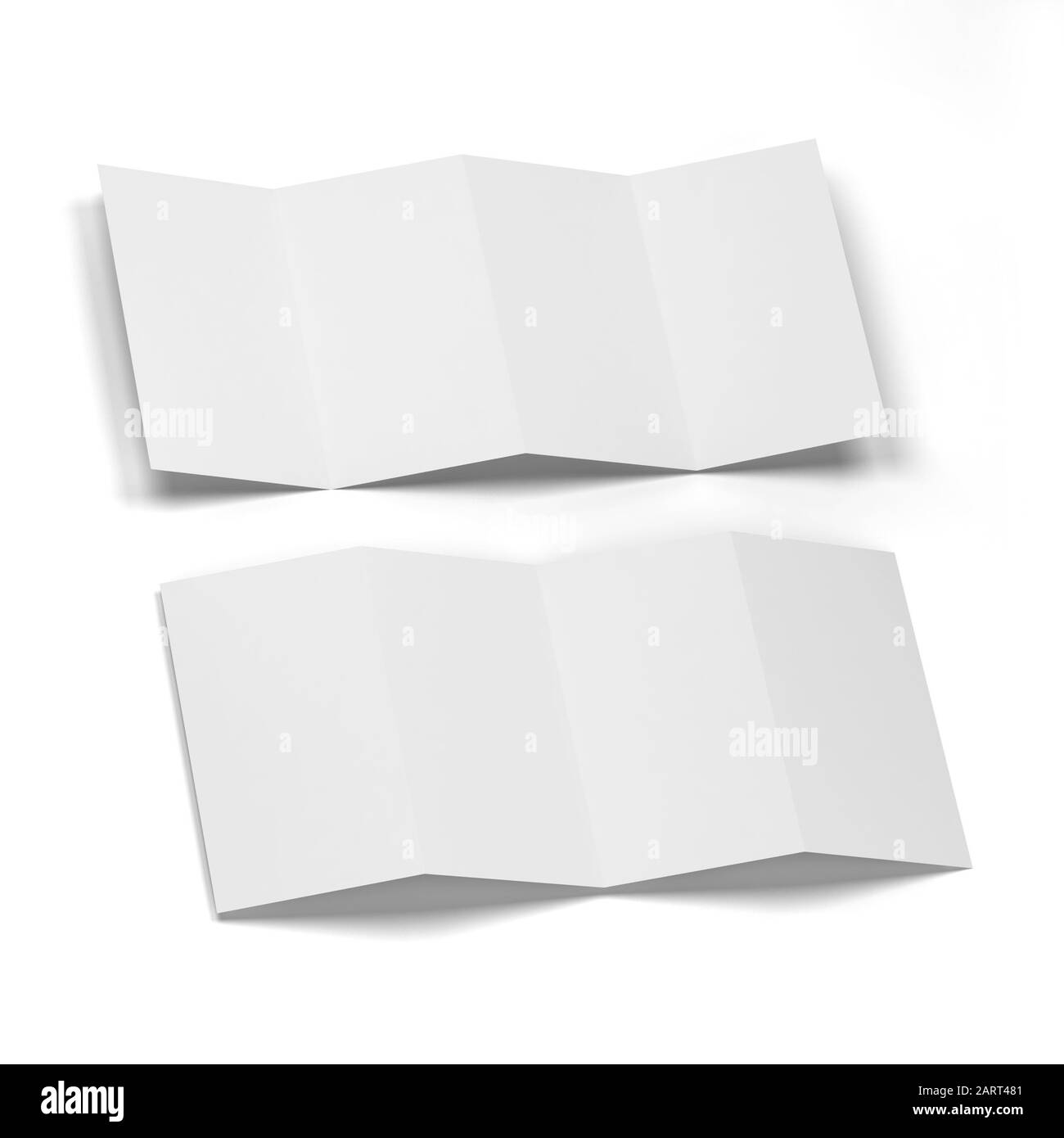 4-folded brochure mockup. 3d illustration isolated on white background Stock Photo