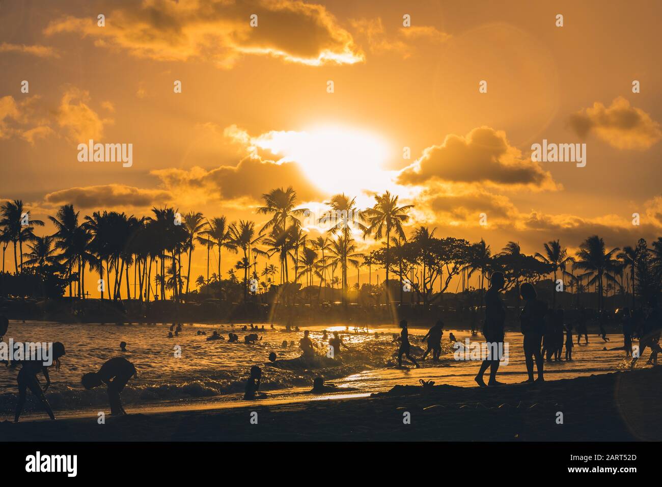 Sunset beach oahu surf hi-res stock photography and images - Alamy