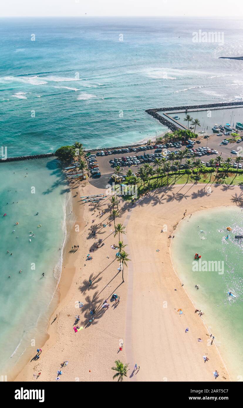 Waikiki beach aerial Stock Photo