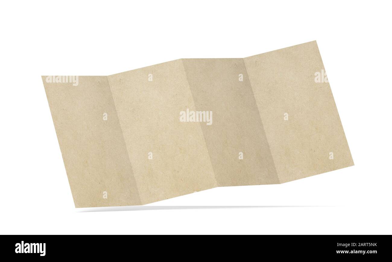4-folded brochure mockup. 3d illustration isolated on white background Stock Photo