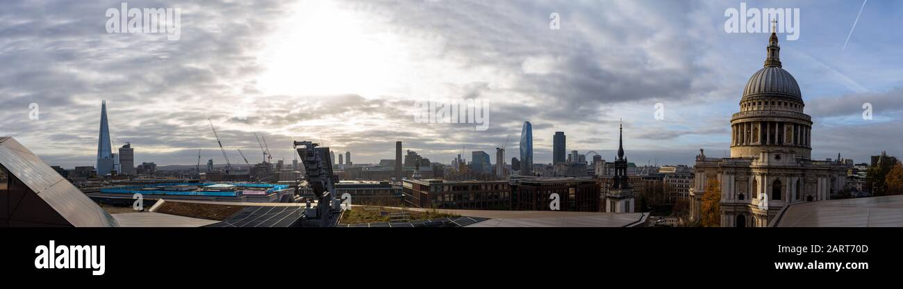 Rooftop view next to St Paul's Cathedral, beautiful view of London City. Stock Photo