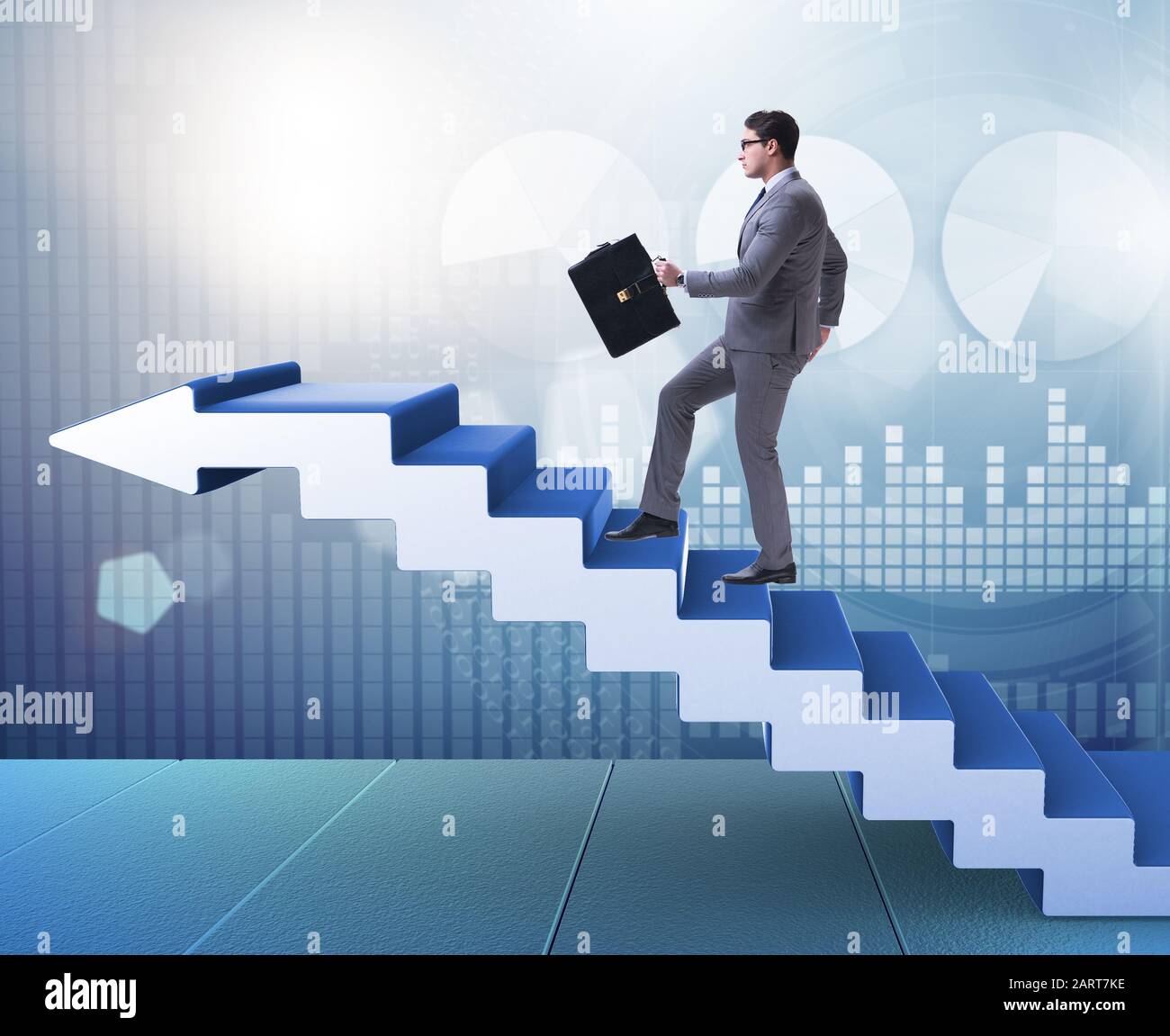 The businessman climbing career ladder in business concept Stock Photo ...