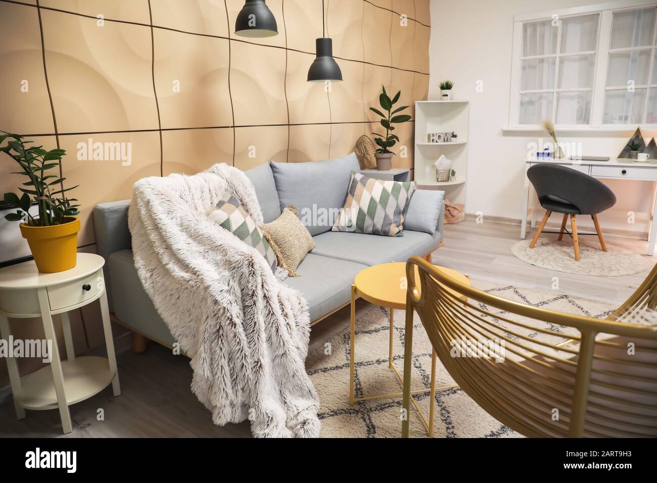 Stylish interior of living room Stock Photo - Alamy