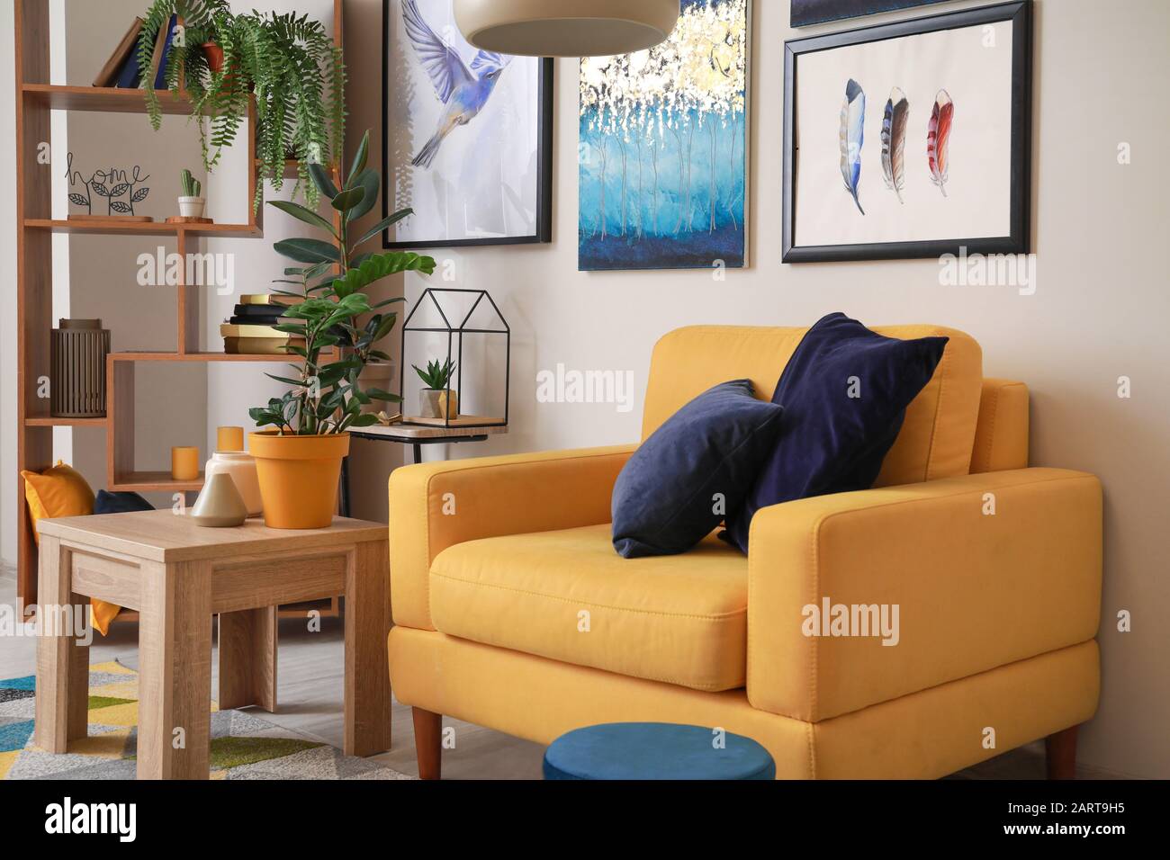 Living Room Yellow Armchair