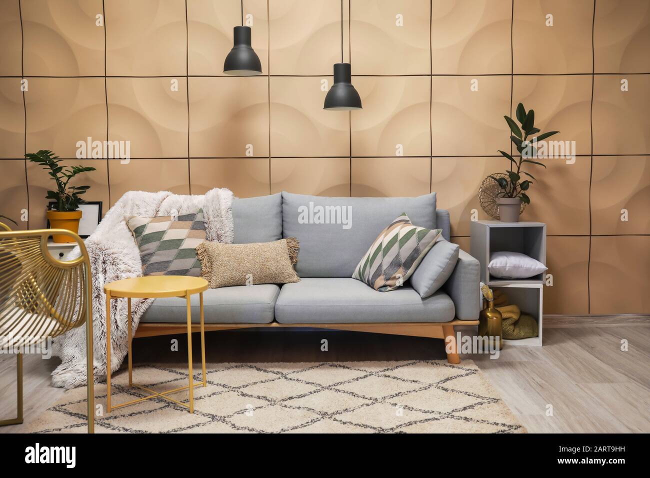 Stylish interior of living room Stock Photo - Alamy