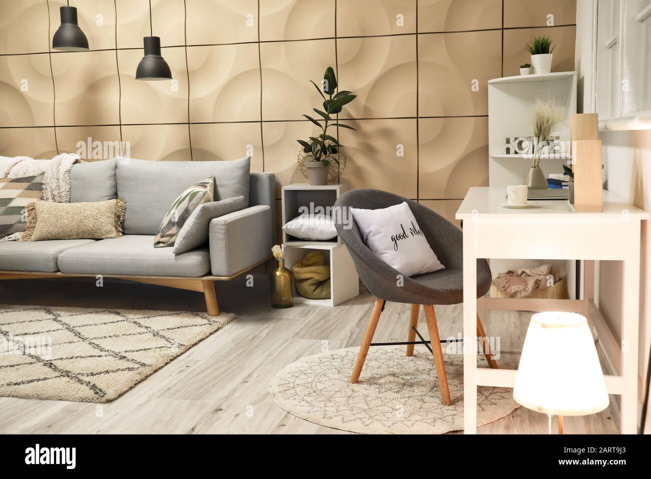 Stylish interior of living room Stock Photo - Alamy