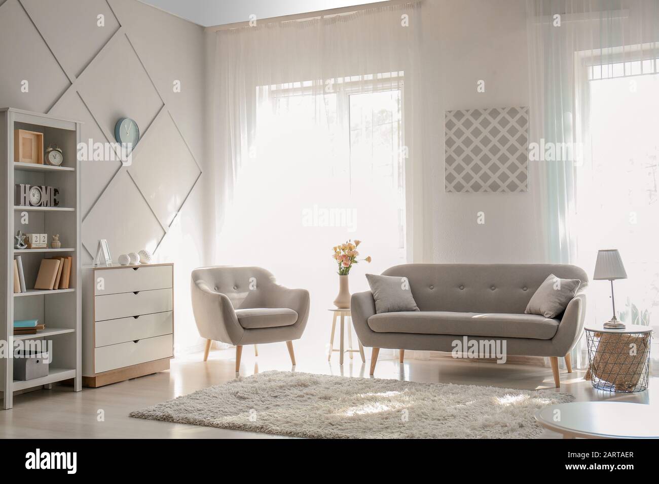 Stylish interior of modern living room Stock Photo - Alamy