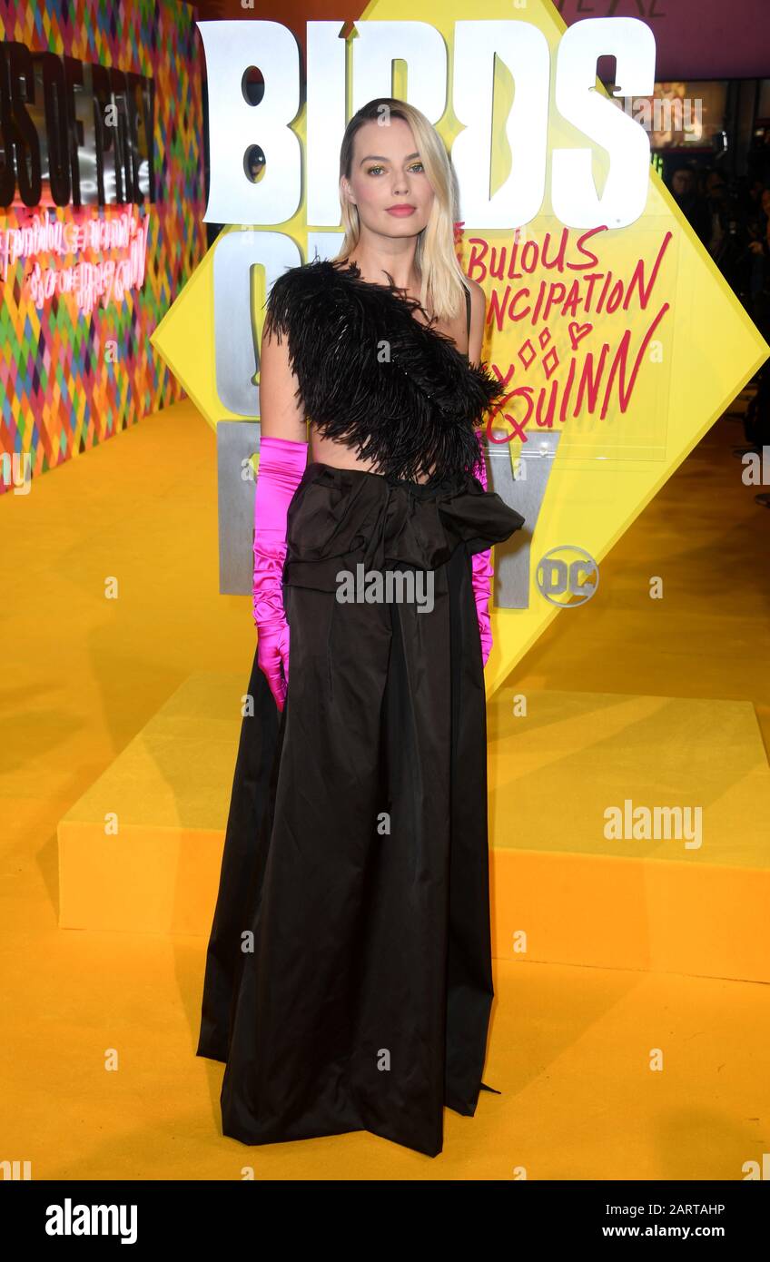 Margot Robbie attending the world premiere of Birds of Prey and the Fantabulous Emancipation of One Harley Quinn, held at the BFI IMAX, London. Stock Photo