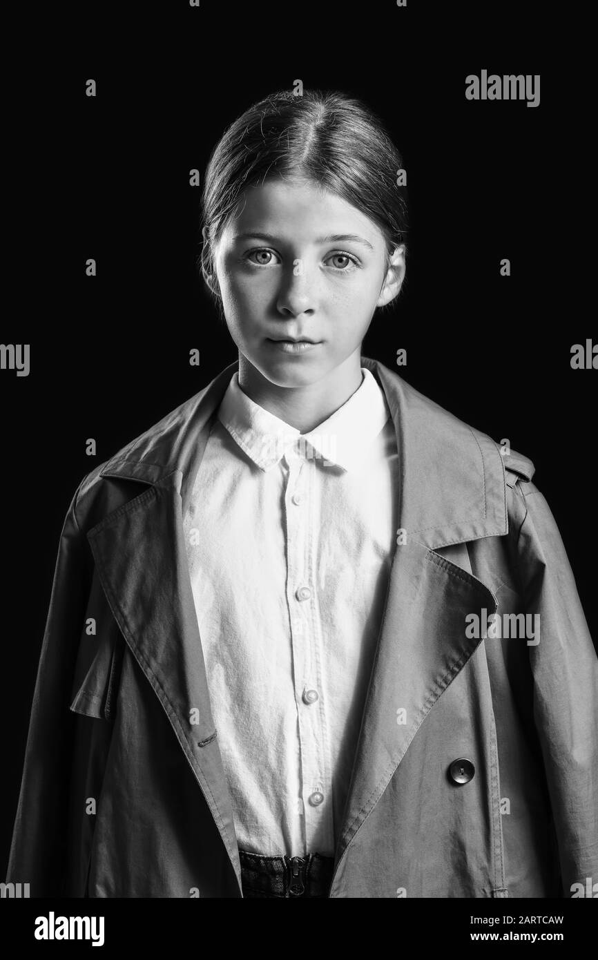 Portrait sad little girl Black and White Stock Photos & Images Alamy