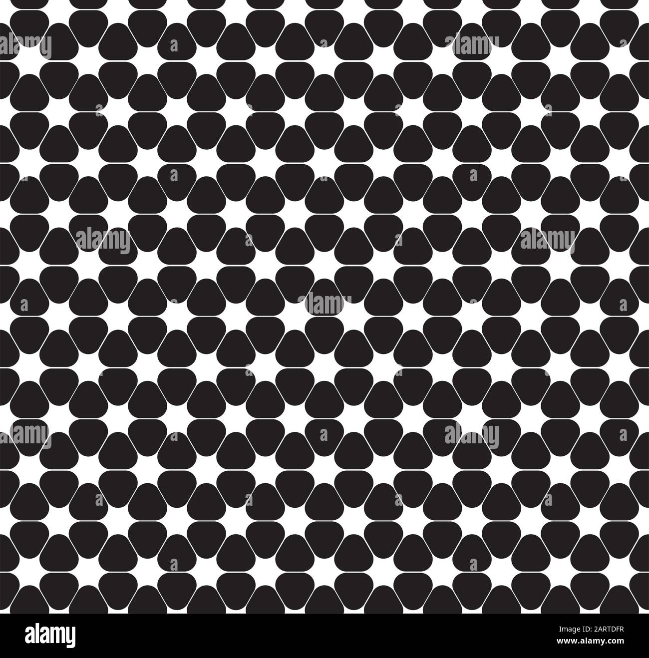 Seamless curved star flower pattern Stock Vector