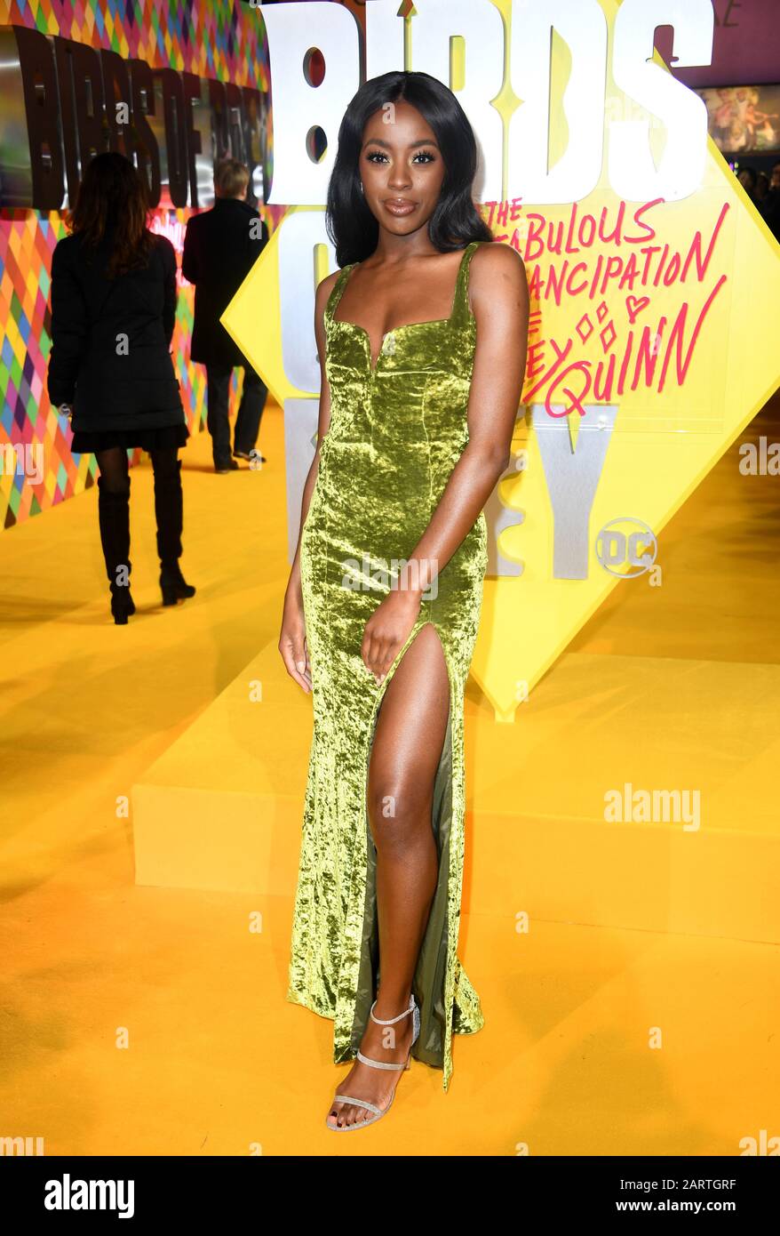 AJ Odudu attending the world premiere of Birds of Prey and the Fantabulous Emancipation of One Harley Quinn, held at the BFI IMAX, London. Stock Photo