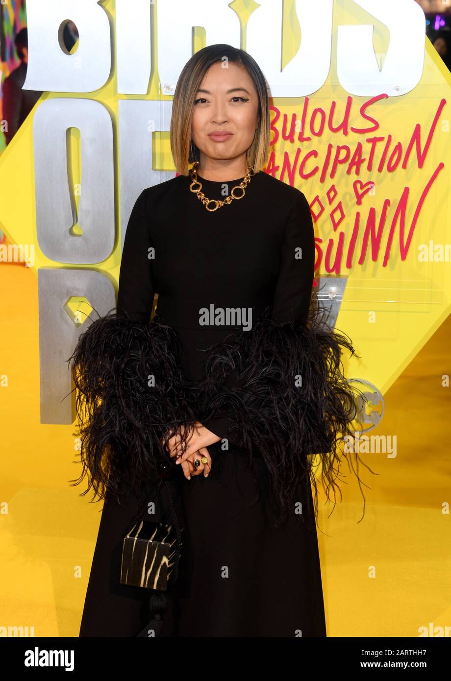 Director Cathy Yan attending the world premiere of Birds of Prey and the Fantabulous Emancipation of One Harley Quinn, held at the BFI IMAX, London. Stock Photo