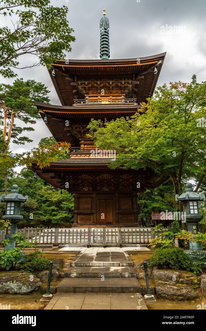 The pagoda of Gotokuji temple, the famous “cat shrine” of Tokyo located in Setagaya district Stock Photo