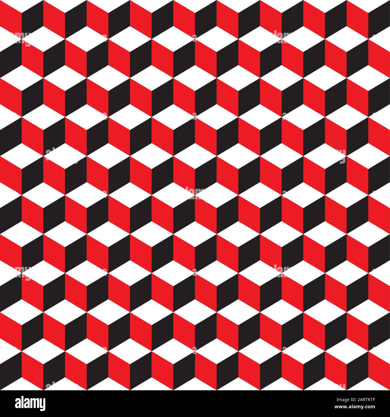 Seamless red, and black 3d cubes stepped pattern background texture Stock Vector