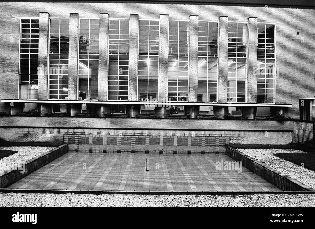 City Hall in Hilversum by architect W.M. Dudok, interior Date: December 6, 1974 Location: Hilversum, Noord-Holland Keywords: architecture, buildings, council halls, town halls Stock Photo