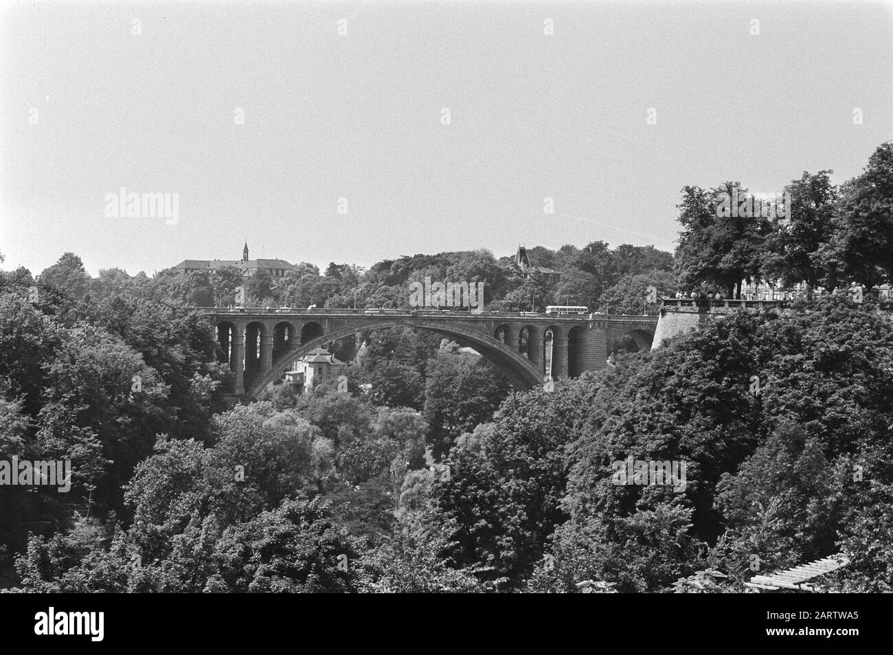 Townscapes Luxembourg, nr. 19A Viaduc about Vallee de la Petrusse, nr. 21, 22 Vallee de la Petrusse Date: 7 July 1971 Location: Luxembourg Keywords: Cityscapes Stock Photo