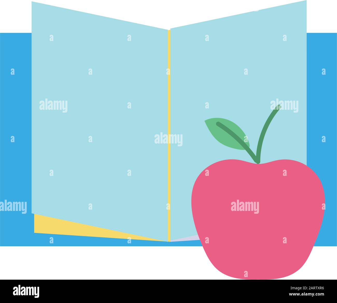 back to school education open book and apple vector illustration Stock ...
