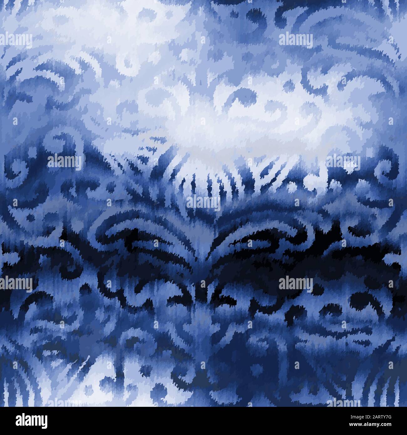 Indigo blue damask refracted glass glow chic tile Stock Vector Image