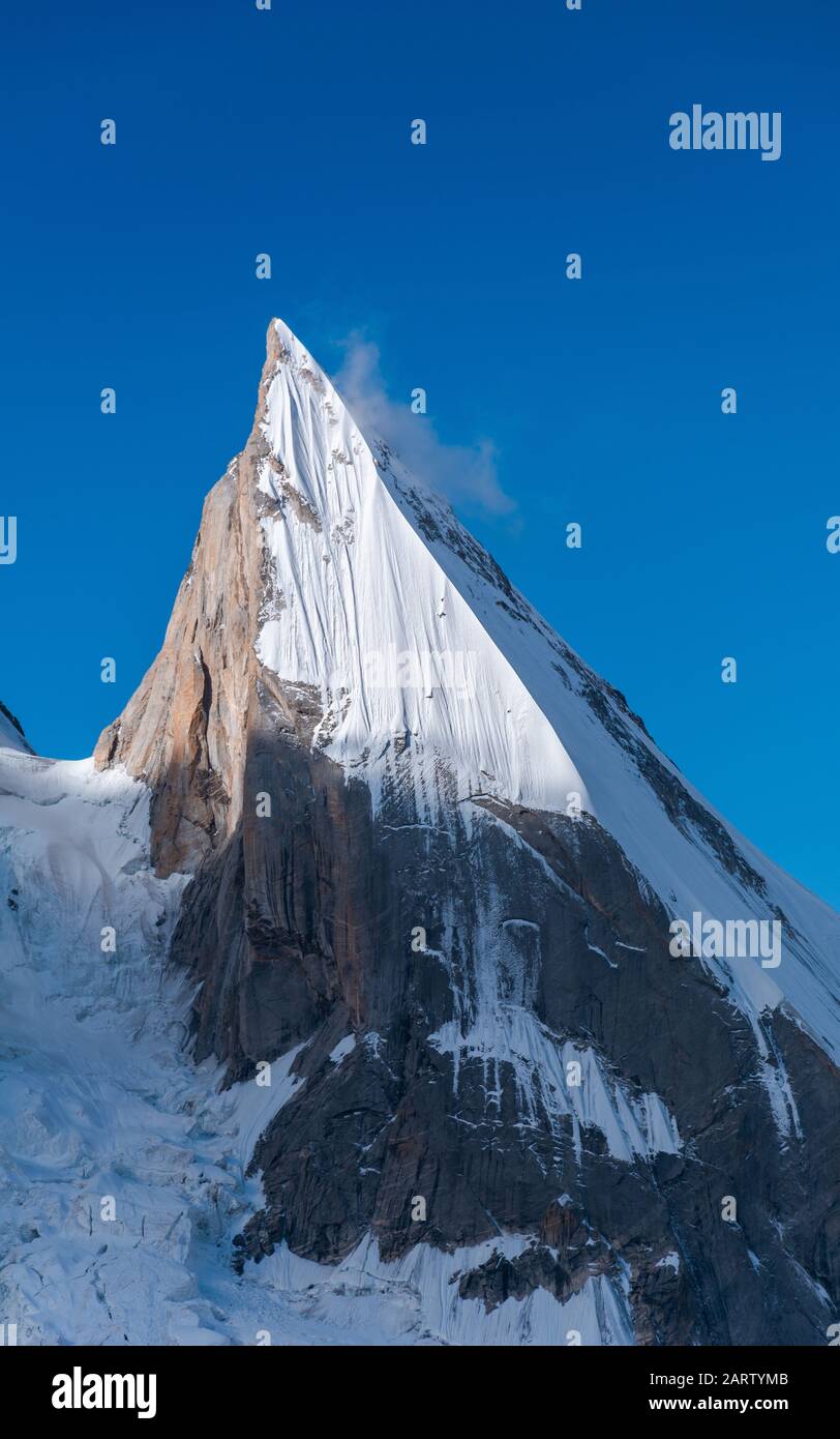 Close-up view of Laila Peak from Khuspang Camp, Pakistan Stock Photo