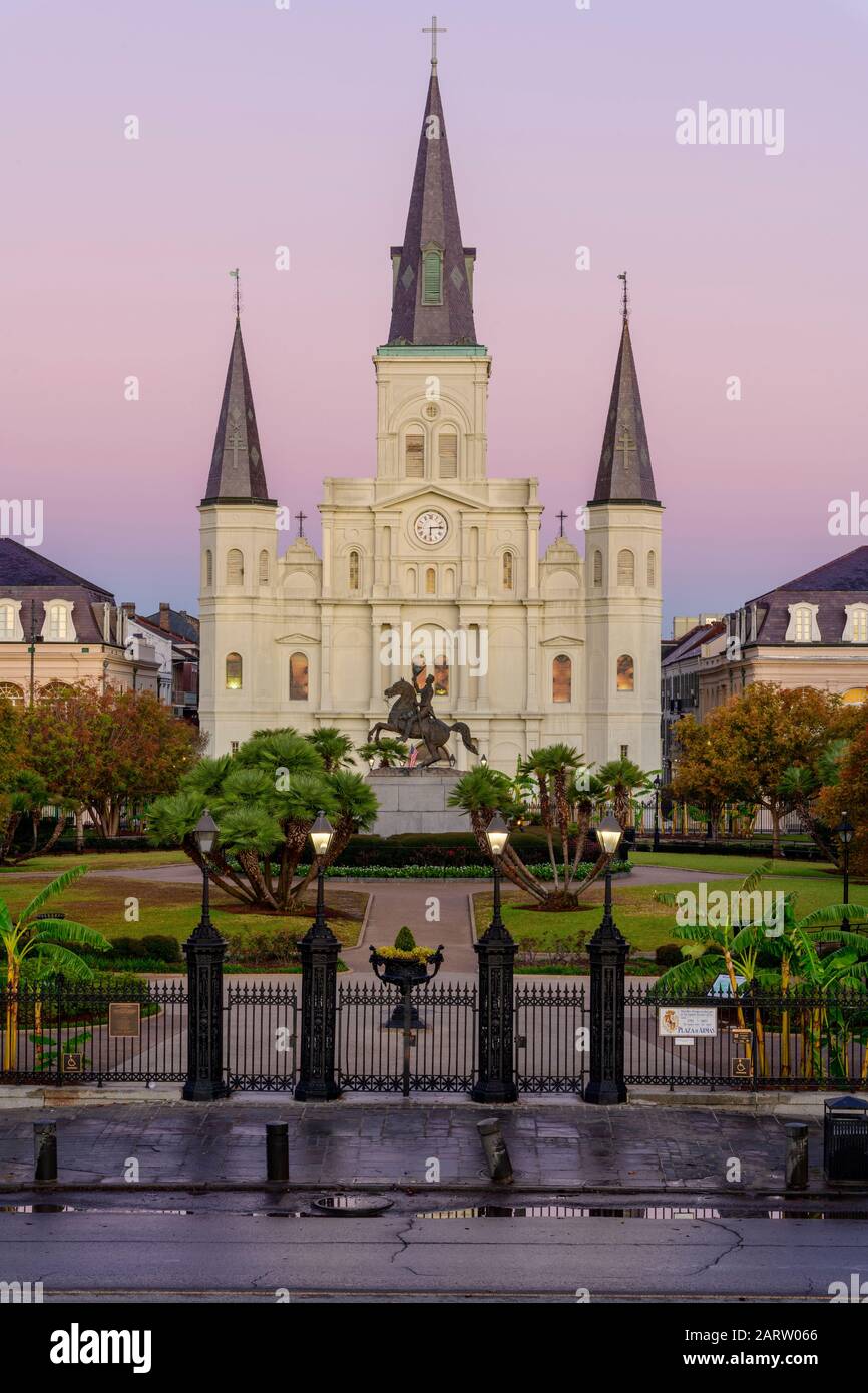 USA; Deep South; Louisiana, New Orleans, Jackson Square, St.Louis Cathedral,  National Historic Landmark , Stock Photo