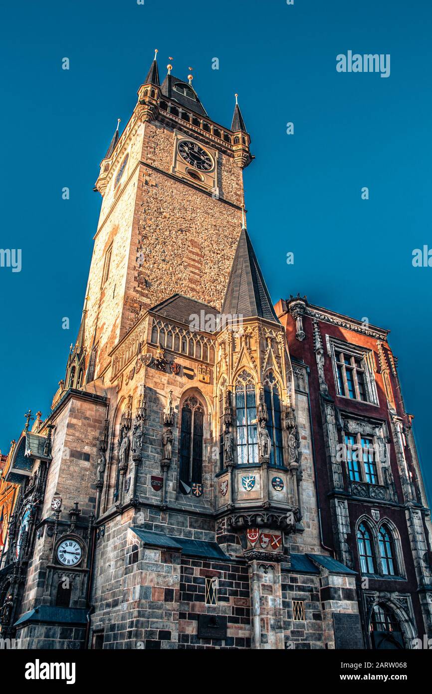 The Old Town Hall with astronomical clock from side Stock Photo Alamy