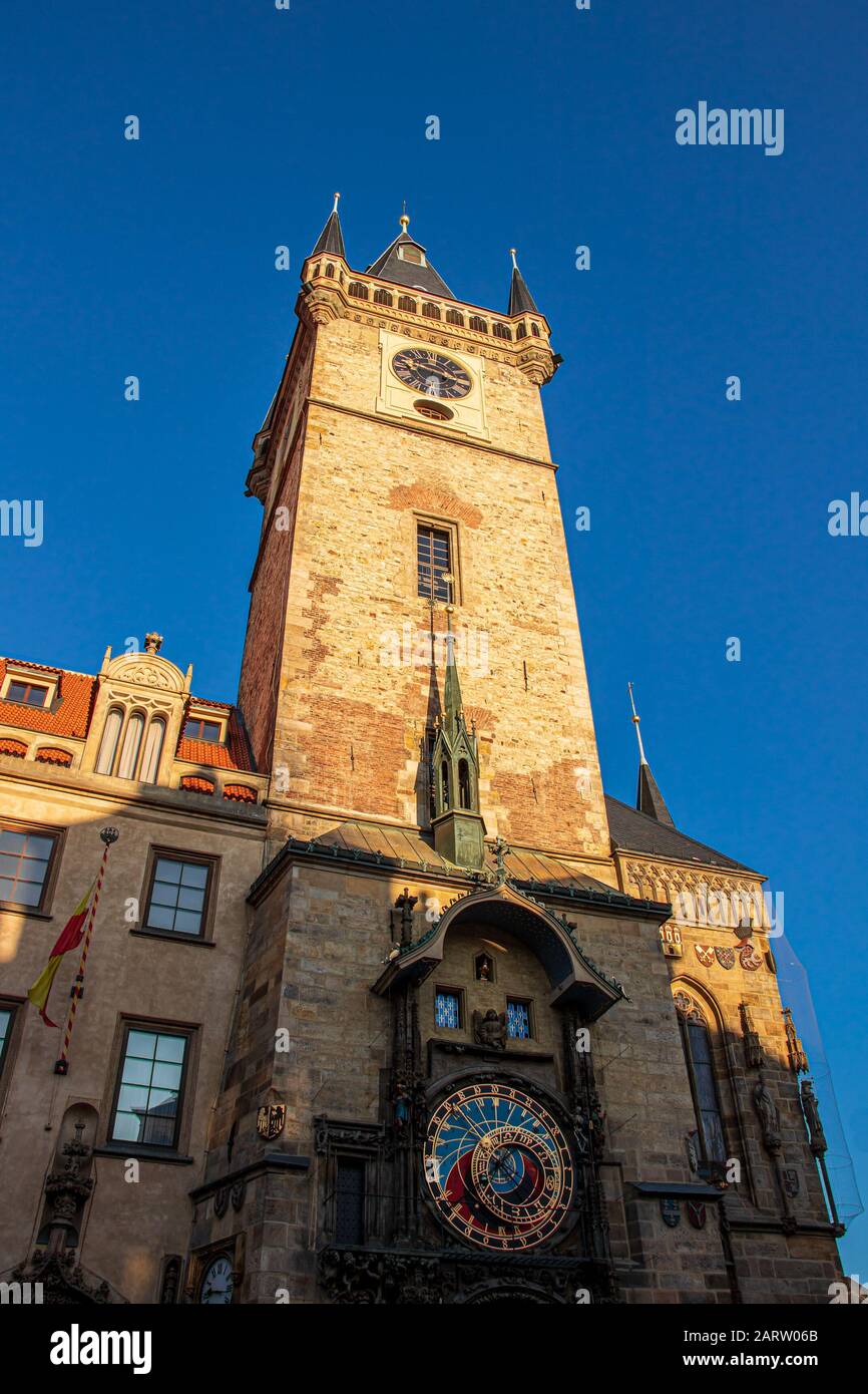The Old Town Hall with astronomical clock from below Stock Photo Alamy