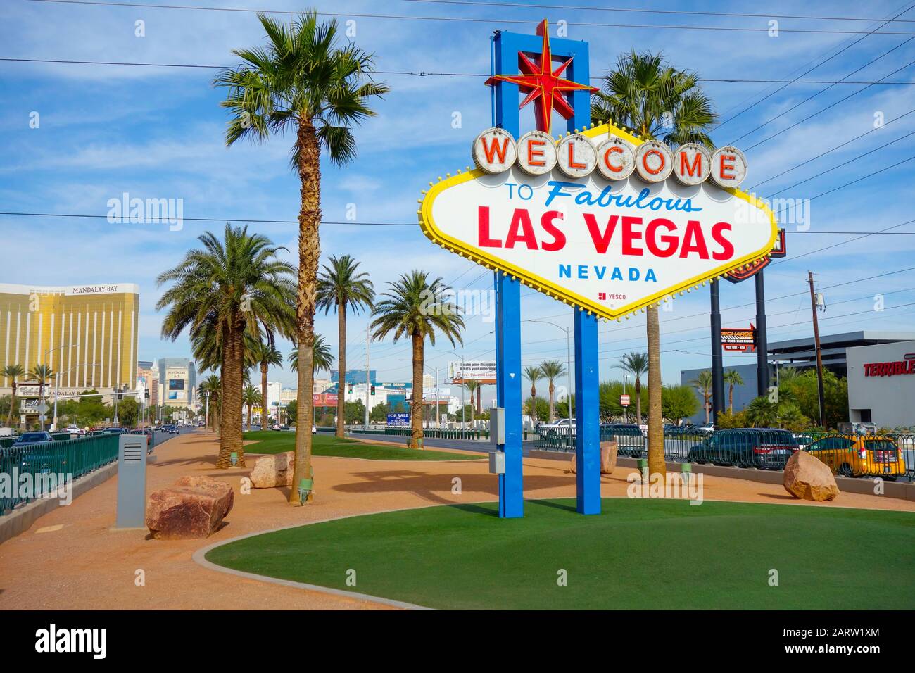 The 'Welcome to Las Vegas' Sign on the Strip, Las Vegas Stock Photo