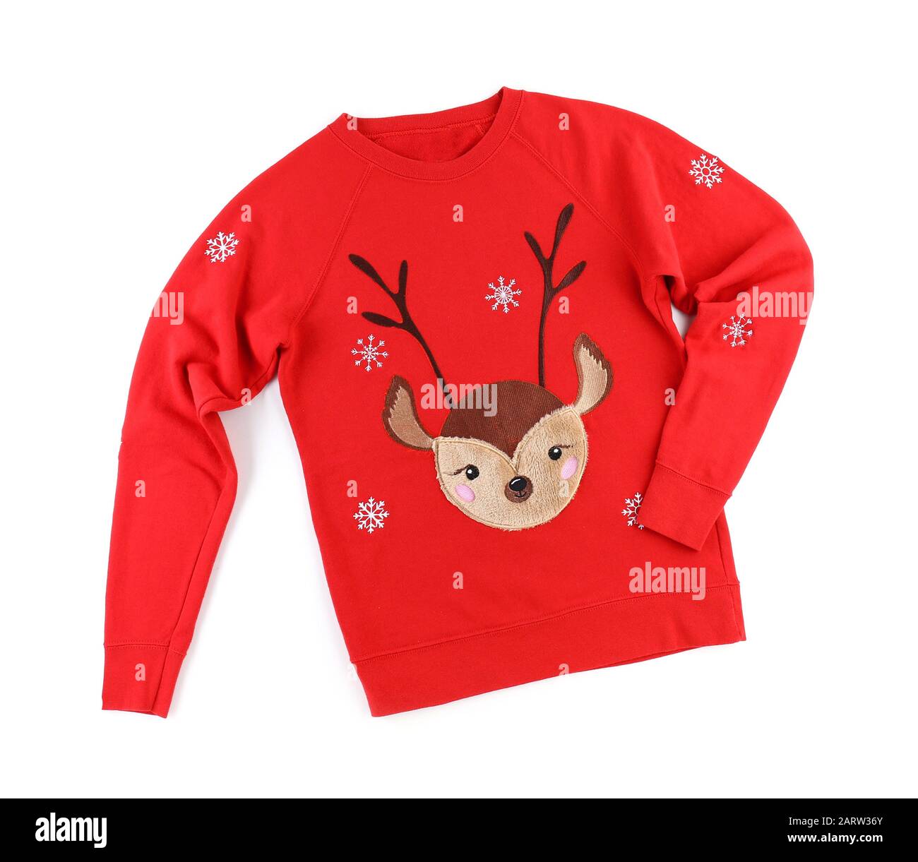 Christmas sweater with deer on white background Stock Photo Alamy