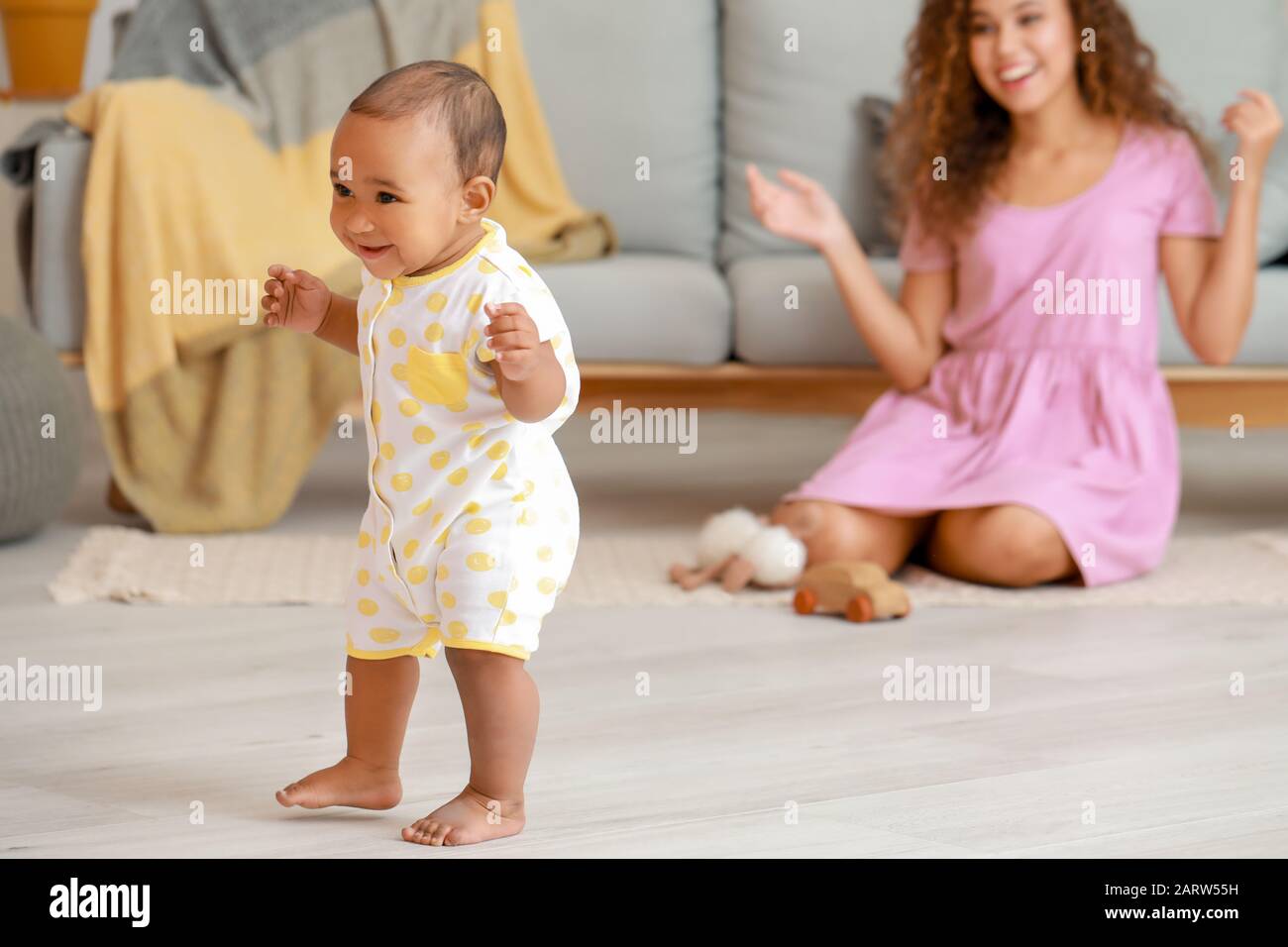 a baby learning to walk