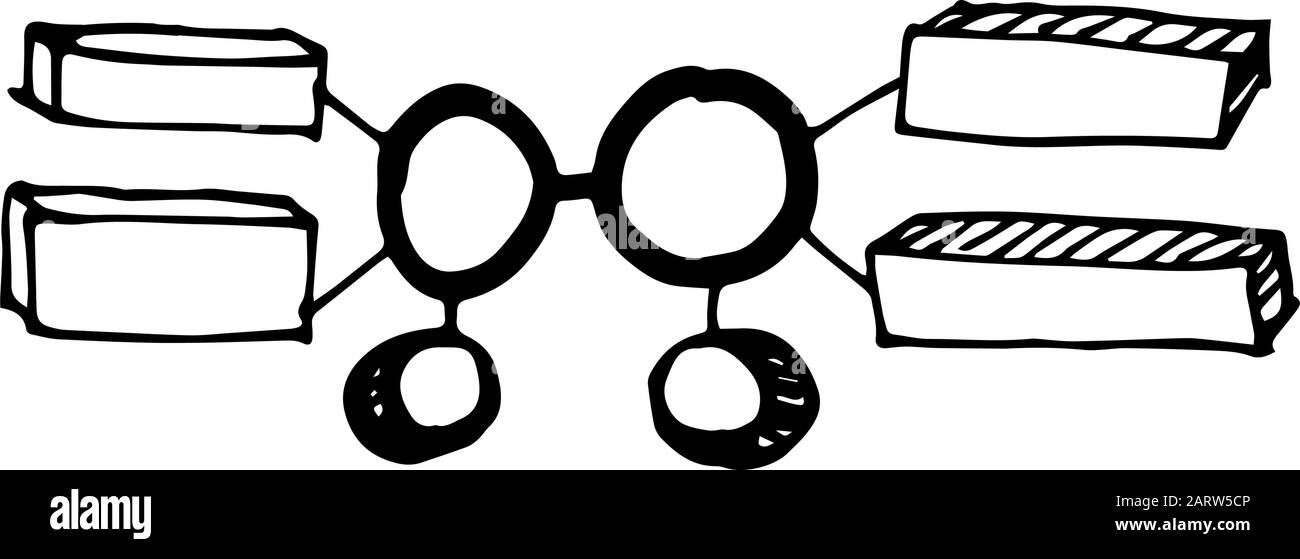 Doodle style infographics table. Vector outline illustration. Scheme for your business.Sketchy elements.Hand drawn frames.Abstract frameworks. Line ar Stock Vector