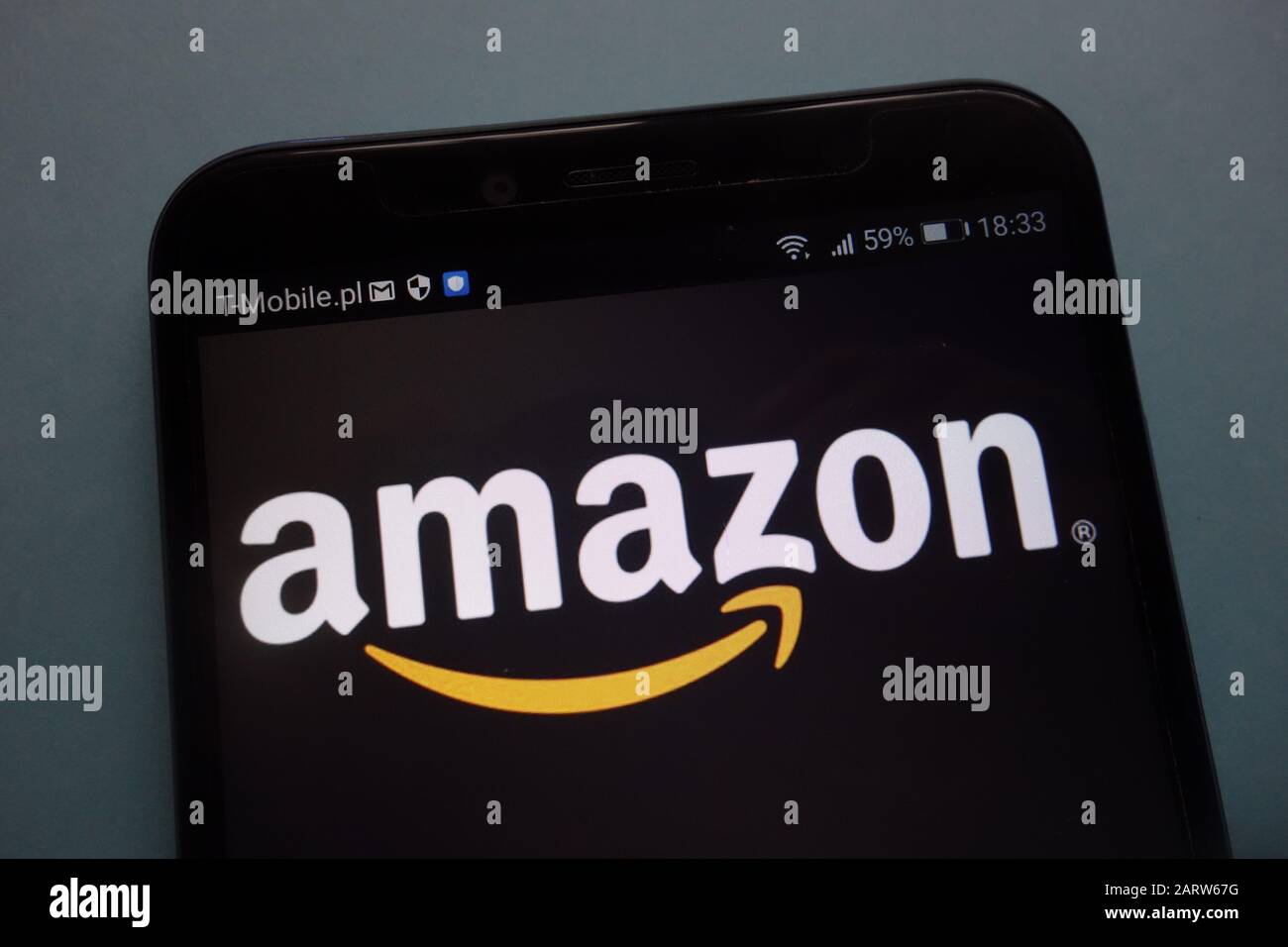 Amazon logo on a smartphone Stock Photo