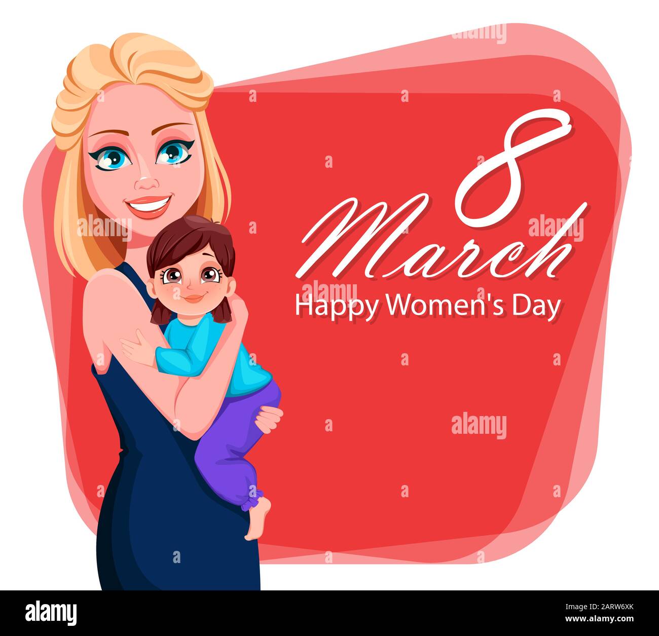 Happy International Women's Day greeting card. Beautiful mother ...