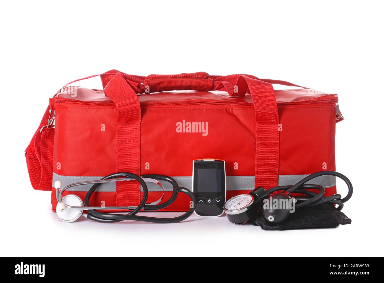 First aid kit on white background Stock Photo - Alamy