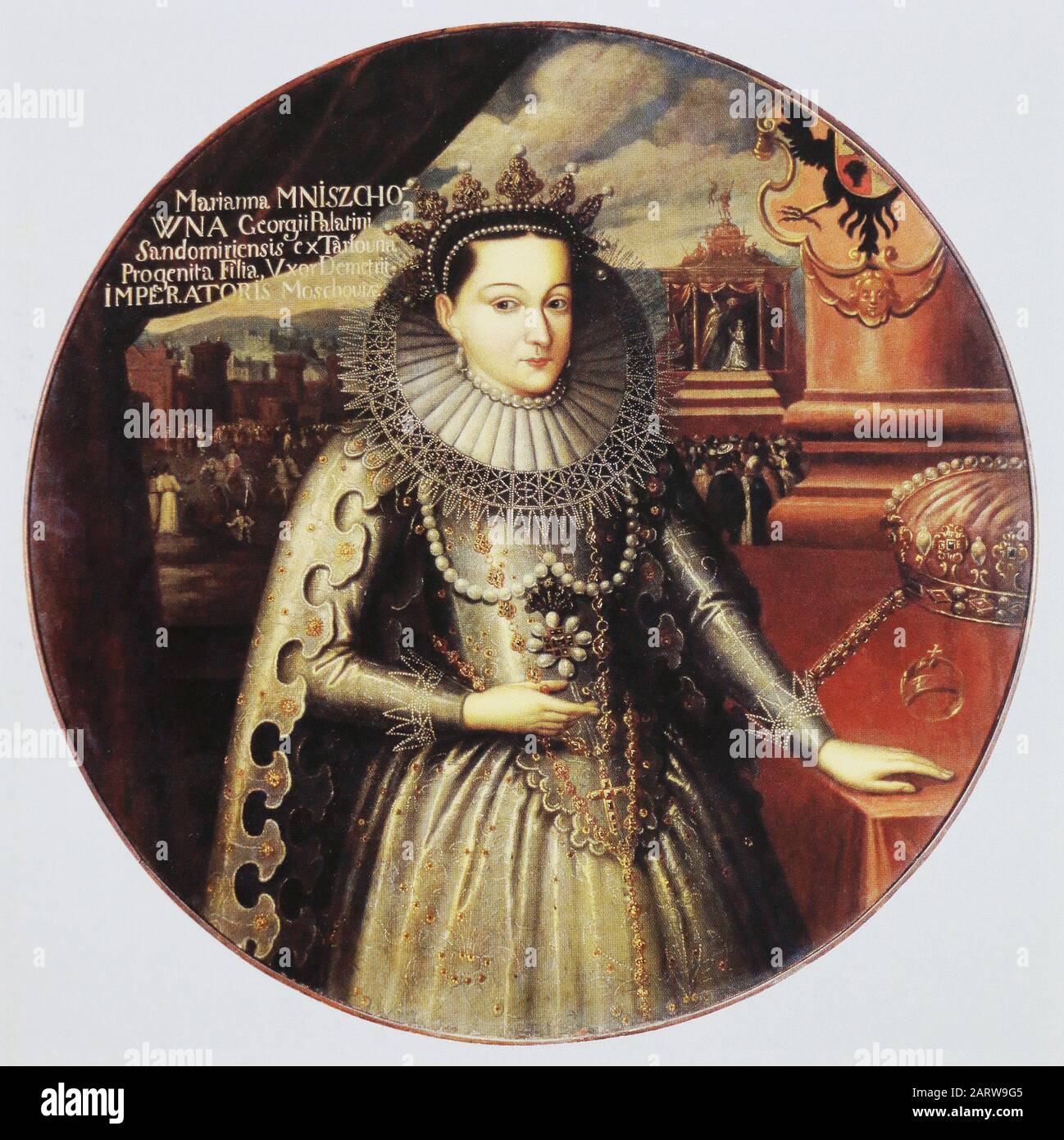 Marina Mniszek (Mniszech). Painting of the 17th century. Stock Photo