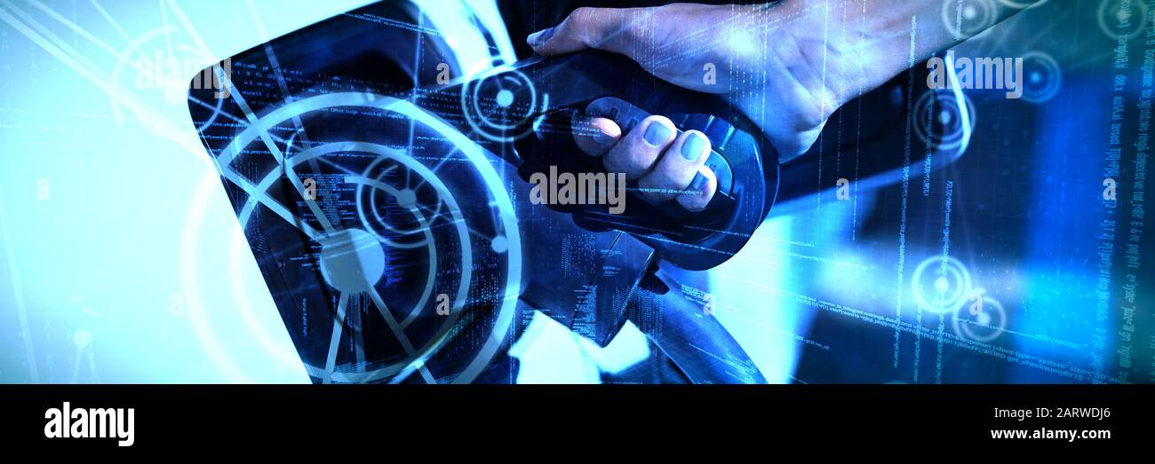 Composite image of binary codes and lines Stock Photo