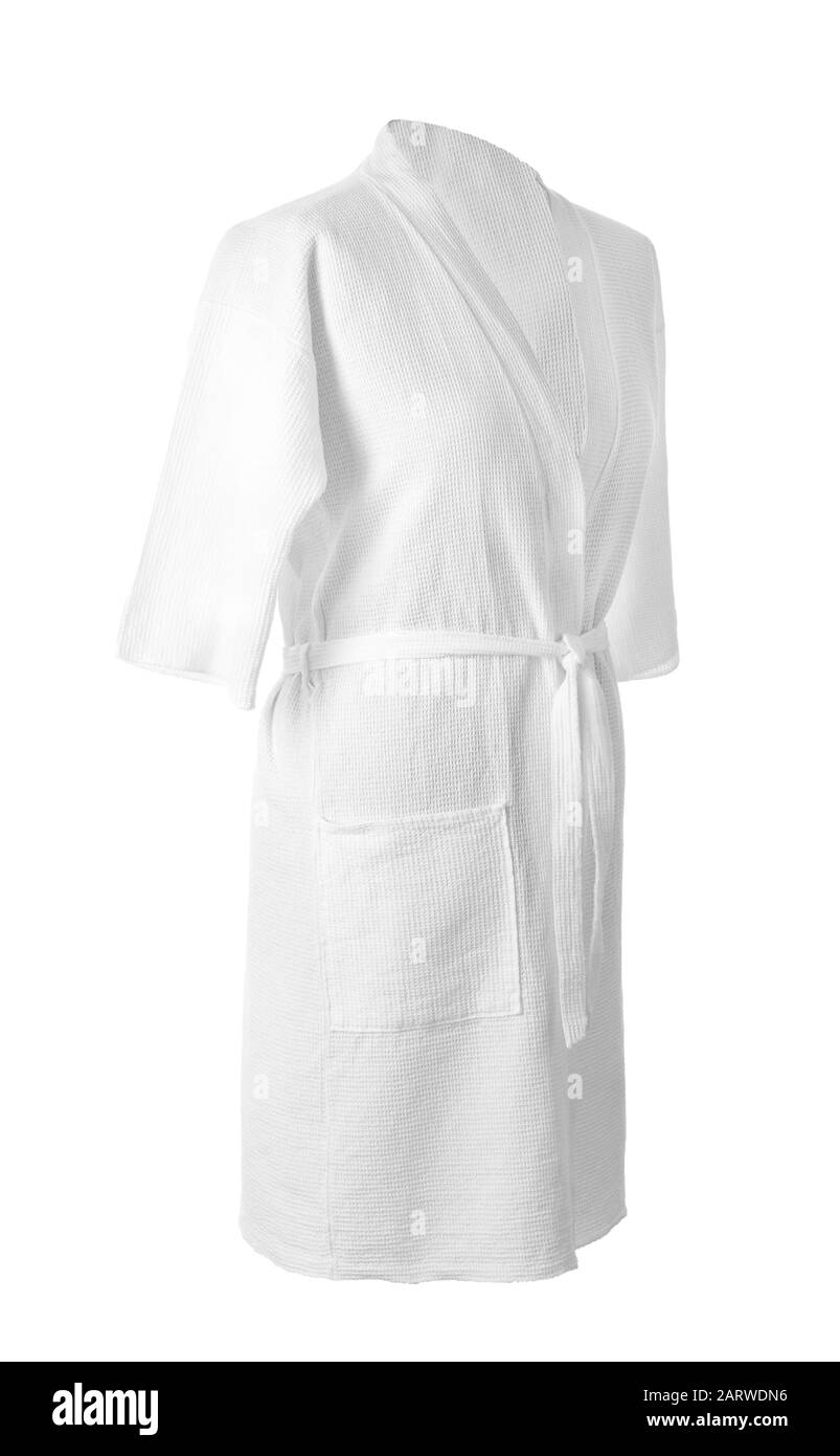 Soft bathrobe on white background Stock Photo Alamy