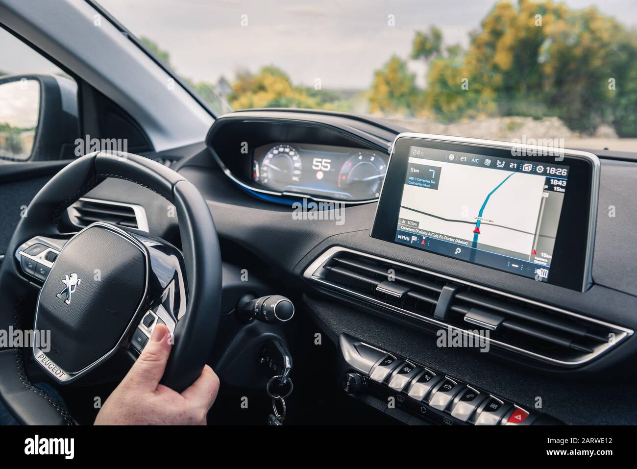 Menorca Spain Octber 14 2019 Man Driving Peugeot 3008 Suv Car Stock Photo Alamy