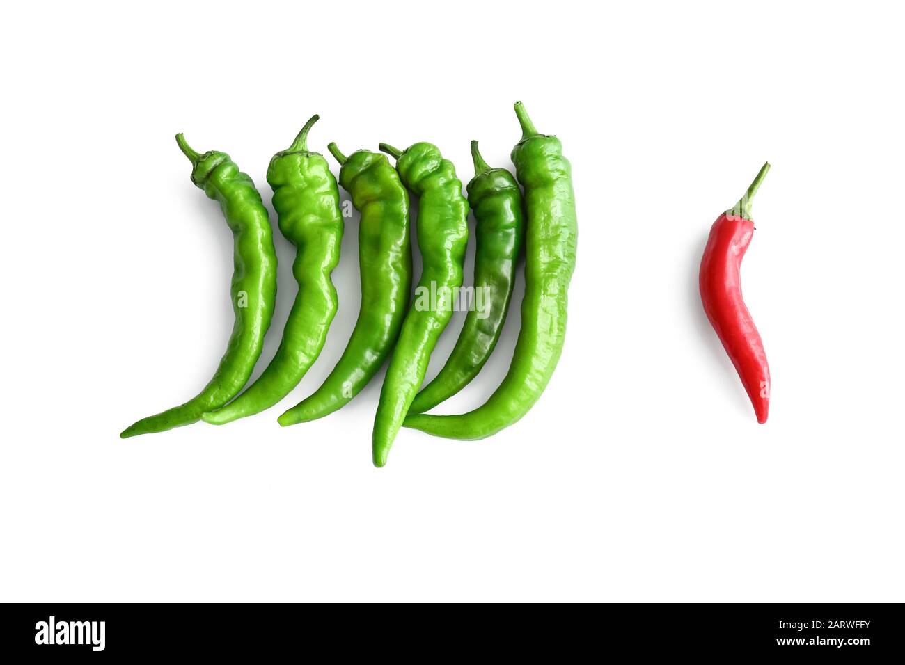 One red and many green peppers hi-res stock photography and images - Alamy