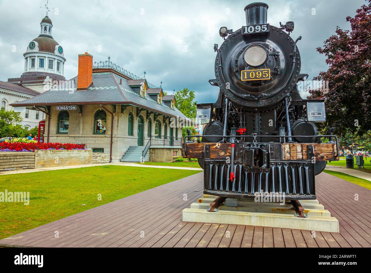 Kingston, Ontario, Canada, August, 2014: Canadian Pacific Railways old train at Confederation Park in Kingston. Stock Photo