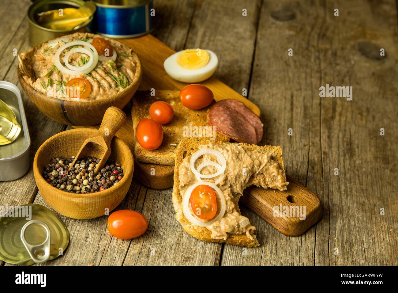 Sardine spread with toast. Healthy food from fish. Canned fish