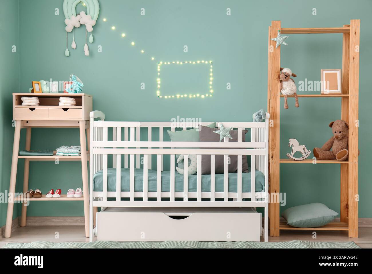 Interior of stylish children's room with baby bed Stock Photo Alamy