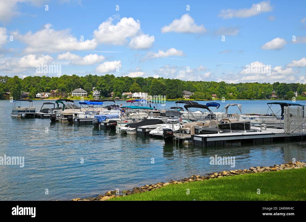 Fairfield Plantation Villa Rica, GA July 2, 2018; Boats tied up at