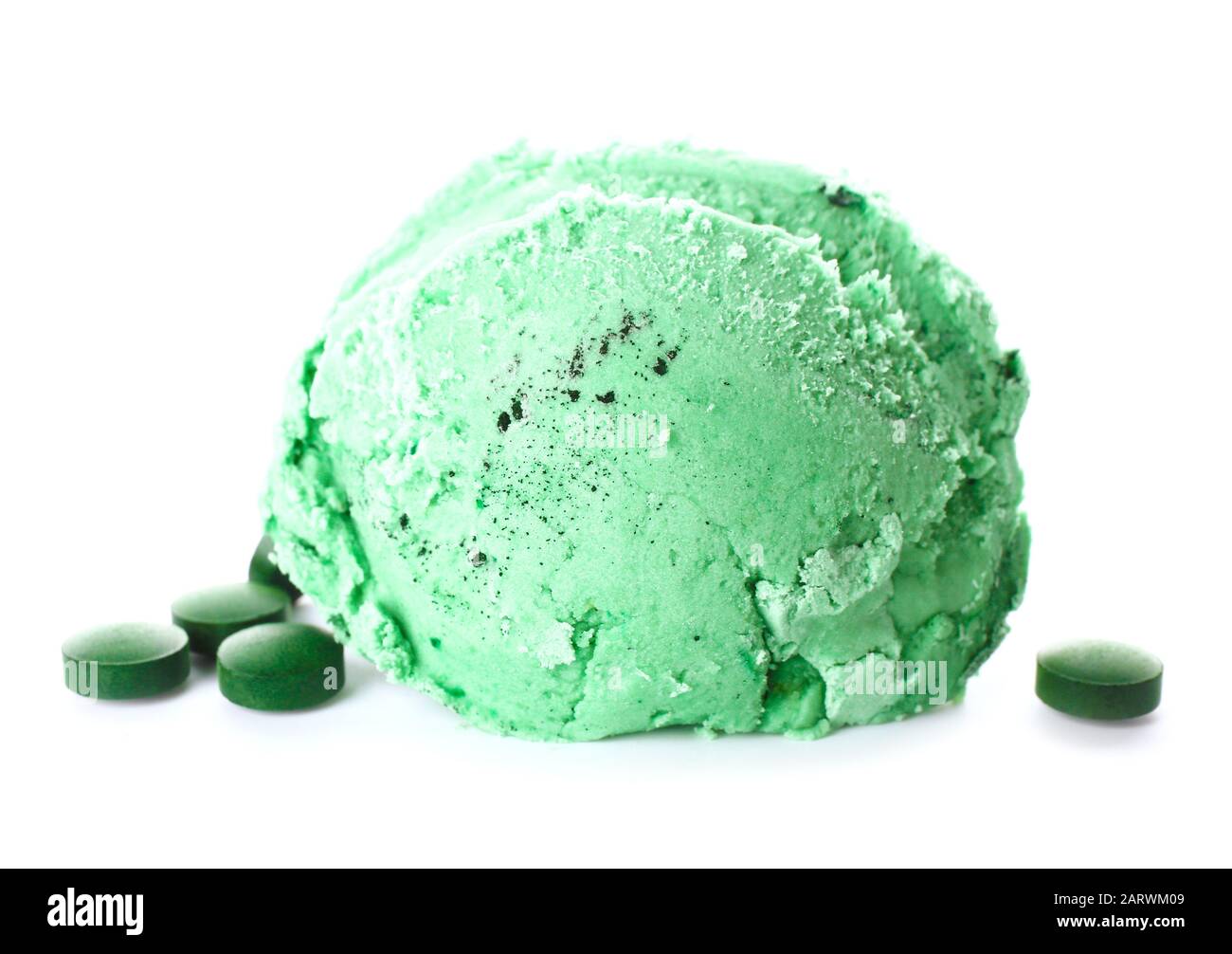 Tasty spirulina icecream on white background Stock Photo Alamy