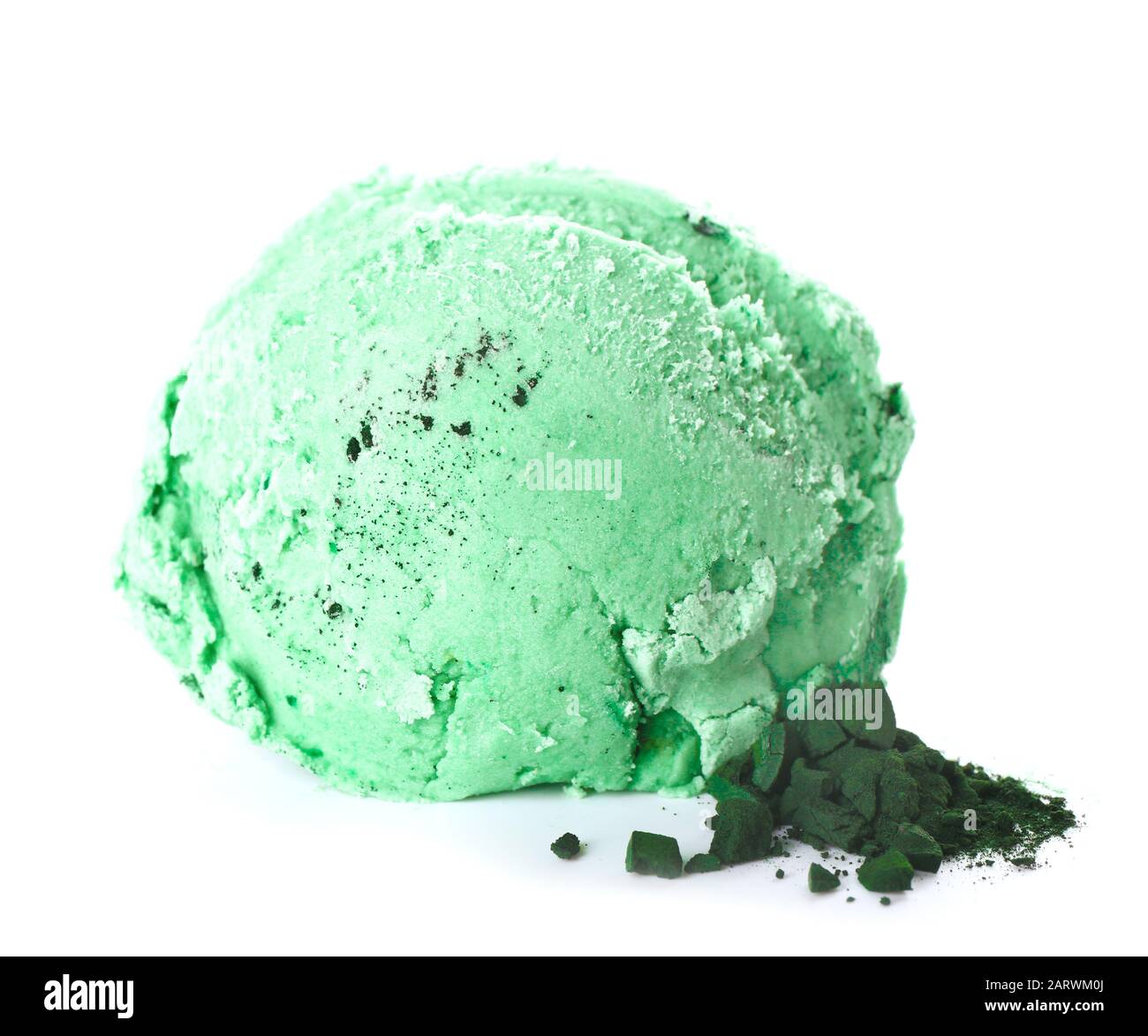 Tasty spirulina icecream on white background Stock Photo Alamy